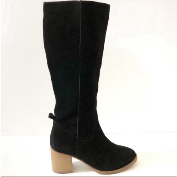 Blondo Shoes - NEW Blondo Leather Suede Tall stacked Heel Boot Black 8.5